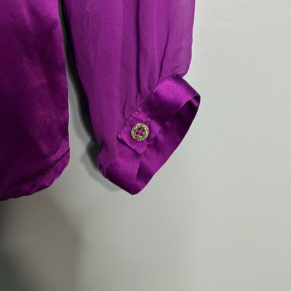 Marciano Silk Blouse Sheer Long Sleeve - Picture 8 of 9